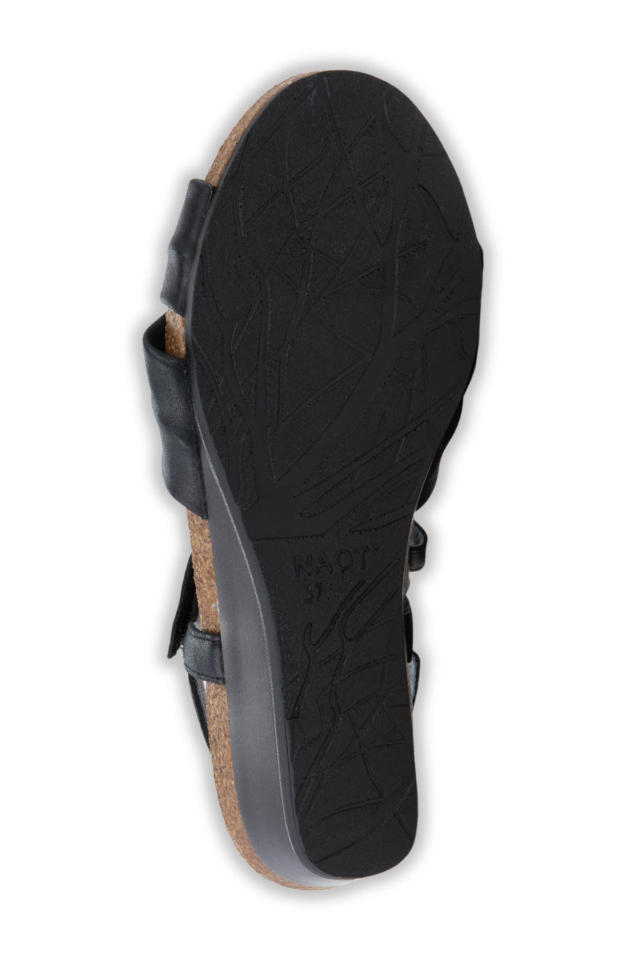 Naot Madame Ankle Strap Platform Wedge Sandal, Alternate, color, Black Shiny Leather