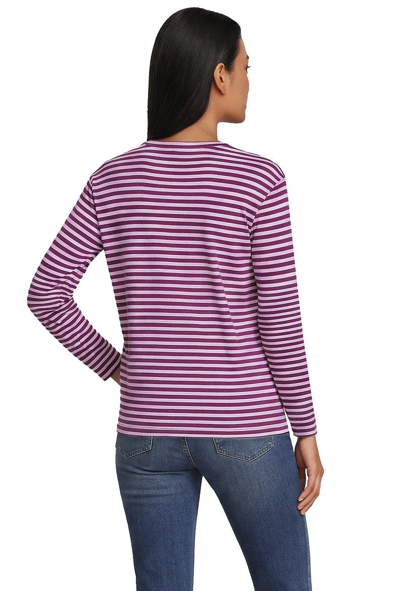 Cotton Relaxed Long Sleeve Crew Neck, Alternate, color, Light Raspberry/Orchid Stripe