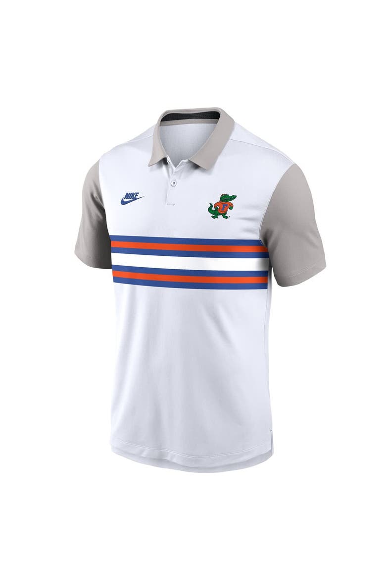 Men's Nike White/Gray Florida Gators Athletic Prep Legacy Logo Vapor Performance Polo, Alternate, color, White