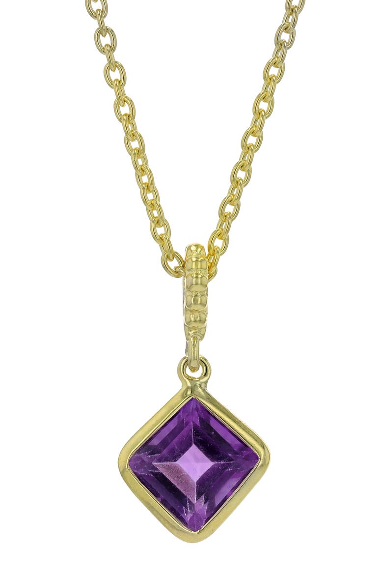 14K Gold Amethyst Pendant Necklace, Main, color, PURPLE