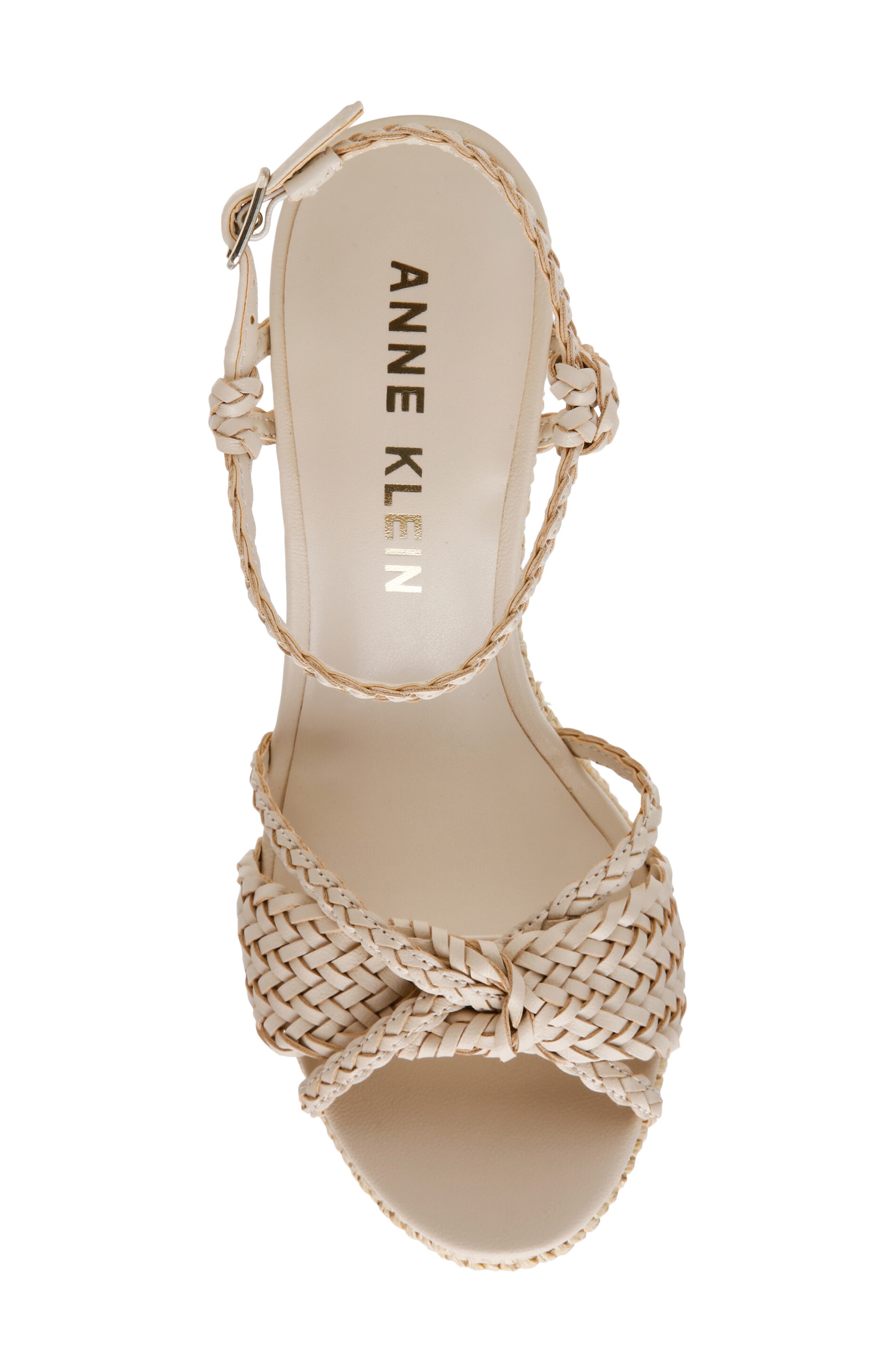 Anne Klein Vow Braided Wedge Sandal, Alternate, color, Bone Woven