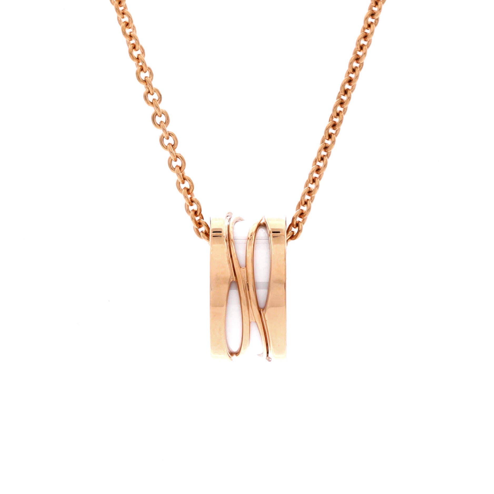 B.Zero1 Design Legend Zaha Hadid Pendant Necklace 18K Rose Gold with Ceramic, Main, color, Metallic Gold