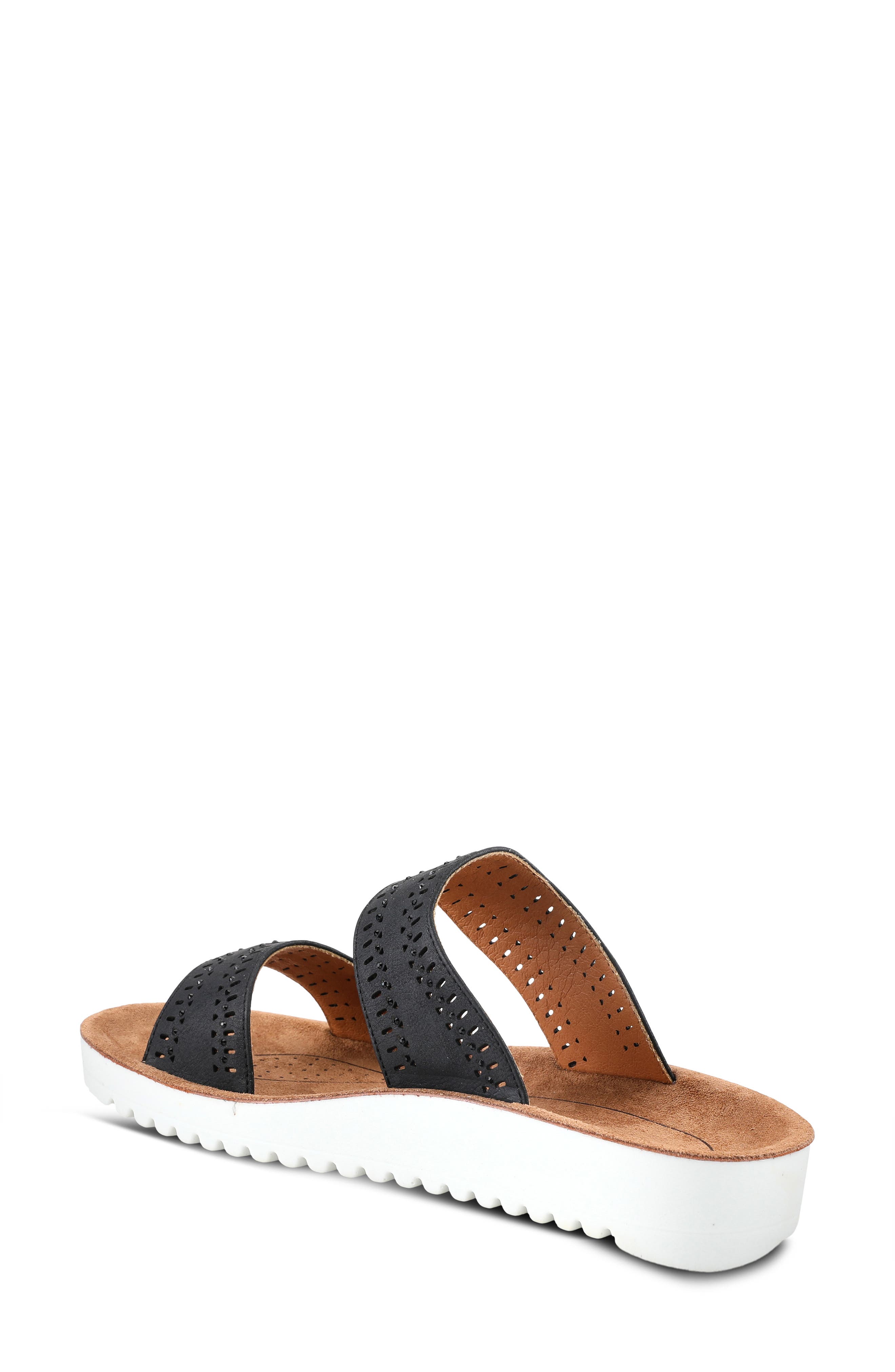 Flexus by Spring Step Bayshore Crystal Cutout Slide Sandal, Alternate, color, Black