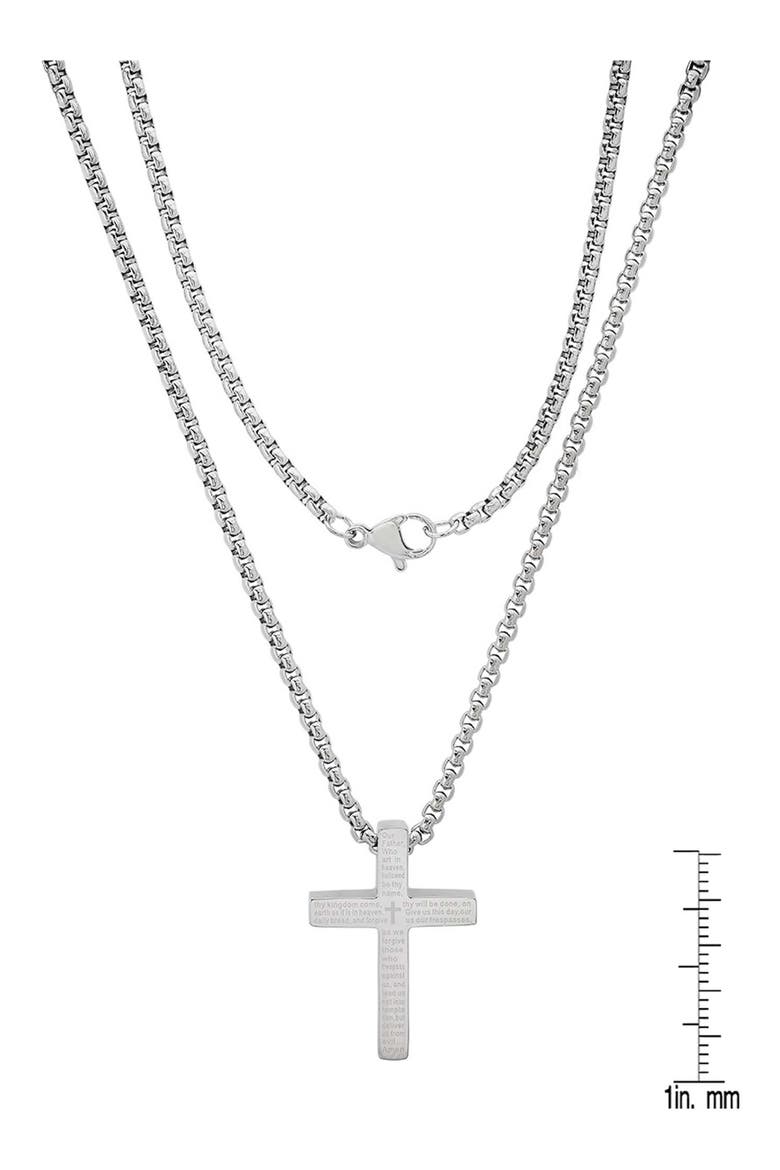 Men's Lord's Prayer Cross Pendant Necklace, Alternate, color, SILVER