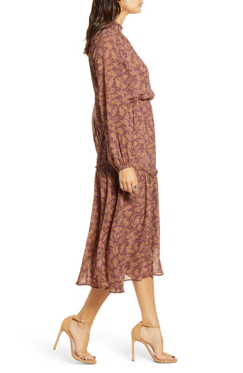 All in Favor Floral Print Long Sleeve Prairie Dress, Alternate, color, 