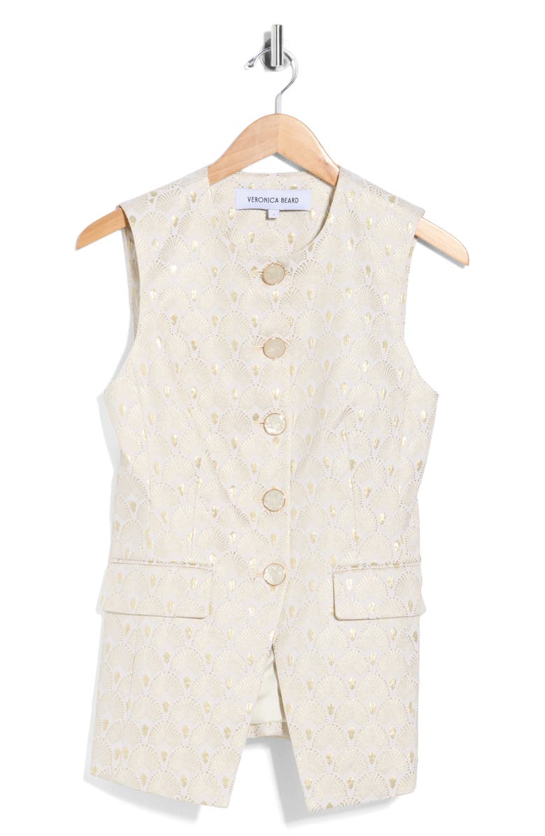 Veronica Beard Lois Vest, Alternate, color, Off White/ Gold