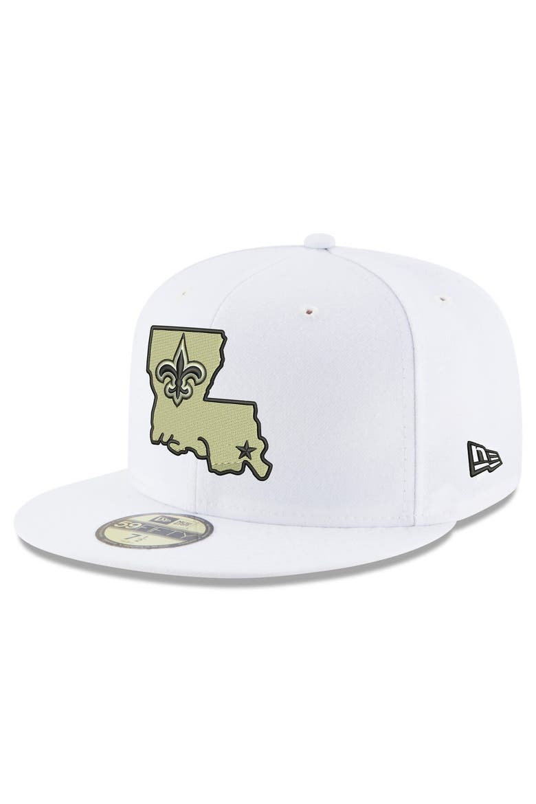 Men's New Era White New Orleans Saints Omaha Alternate Logo 59FIFTY Fitted Hat, Main, color, White