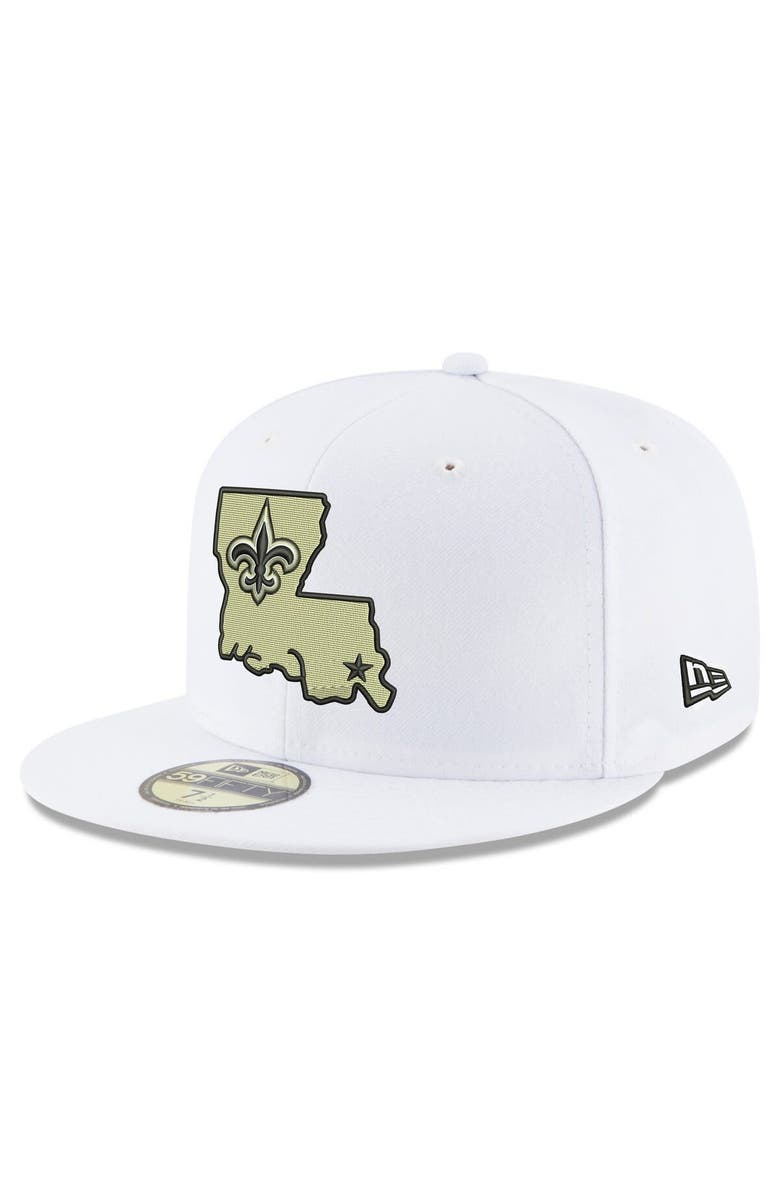 New Era Men's New Era White New Orleans Saints Omaha Alternate Logo 59FIFTY Fitted Hat, Main, color, White