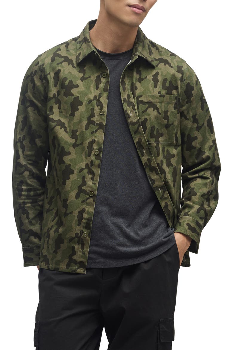 Camo Cotton Twill Button-Up Shirt Jacket, Main, color, MILITARY CAMO