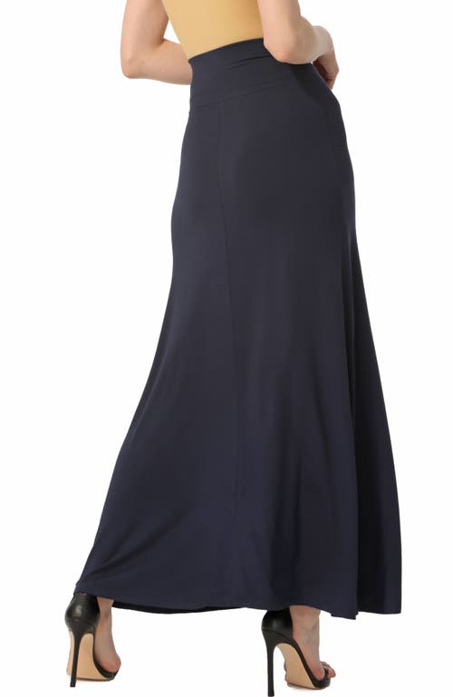 Kimi & Kai Waist Ruched Maxi Skirt In Navy