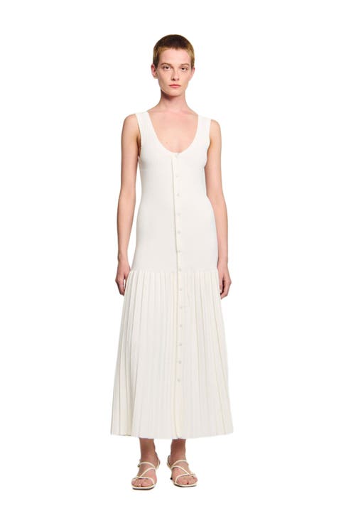 V-neck knit maxi dress