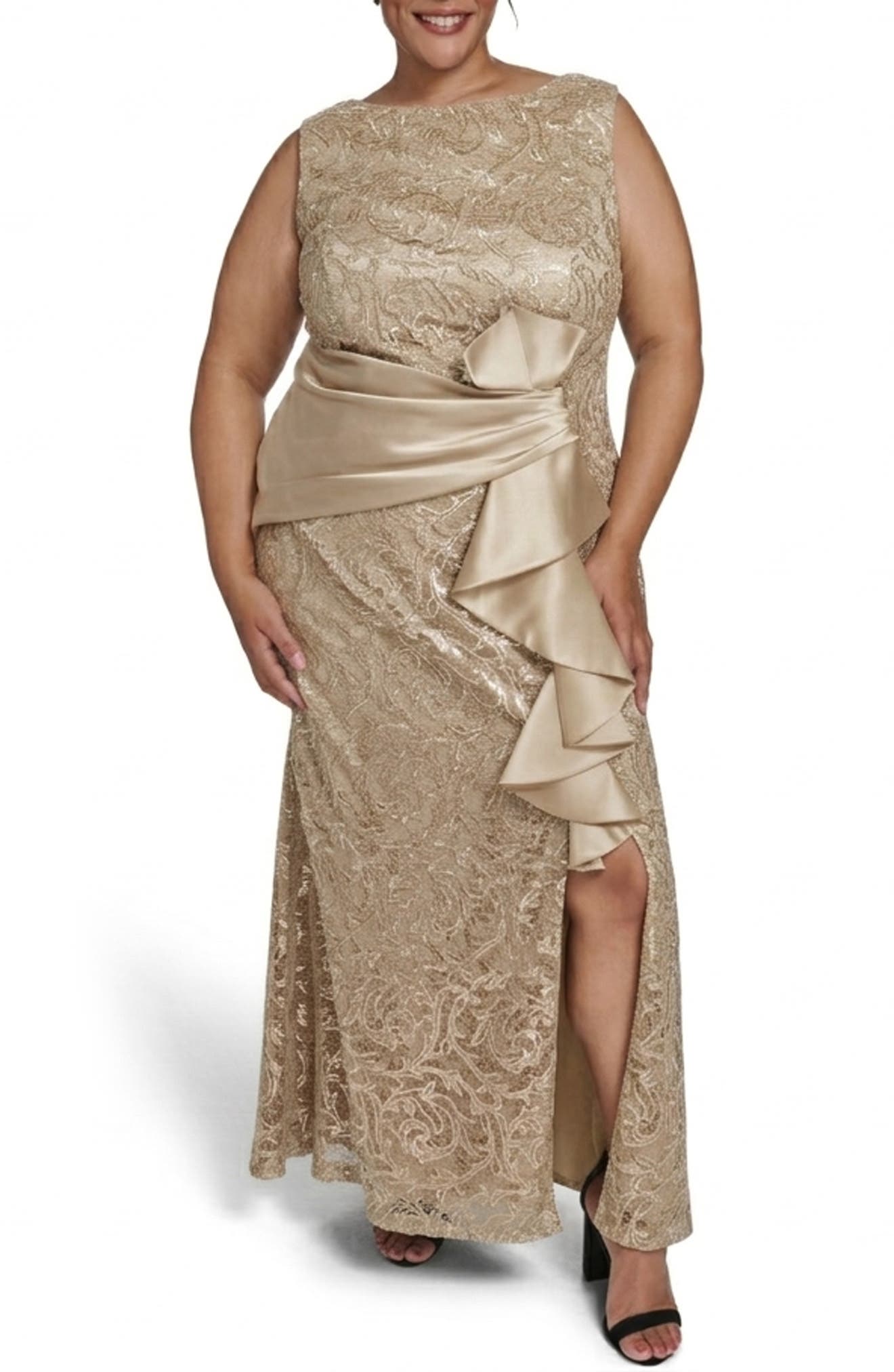 Sleeveless Sequin Ruffle Gown - image 3