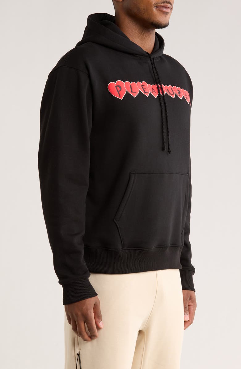 PLEASURES Grin Heart Graphic Hoodie, Alternate, color, Black