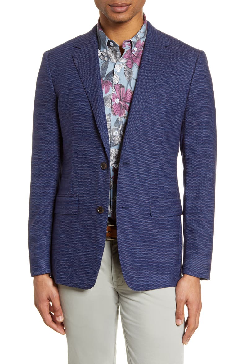 Jetsetter Slim Fit Stretch Wool Sport Coat, Main, color, NAVY MICRO TEXTURE
