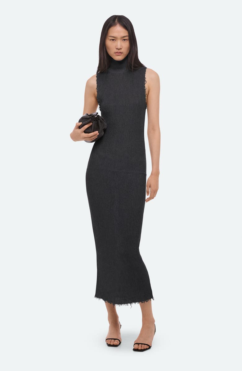 Helmut Lang Mock Neck Sleeveless Maxi Sweater Dress, Alternate, color, Black