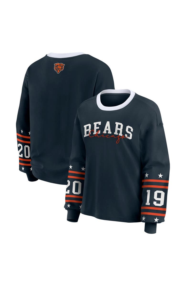 WEAR by Erin Andrews Women's WEAR by Erin Andrews Navy Chicago Bears Plus Size Sport Long-Sleeve T-Shirt, Main, color, Navy