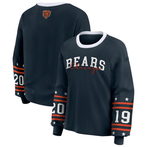 Wear By Erin Andrews Navy Chicago Bears Plus Size Sport Long-sleeve T-shirt In Blue