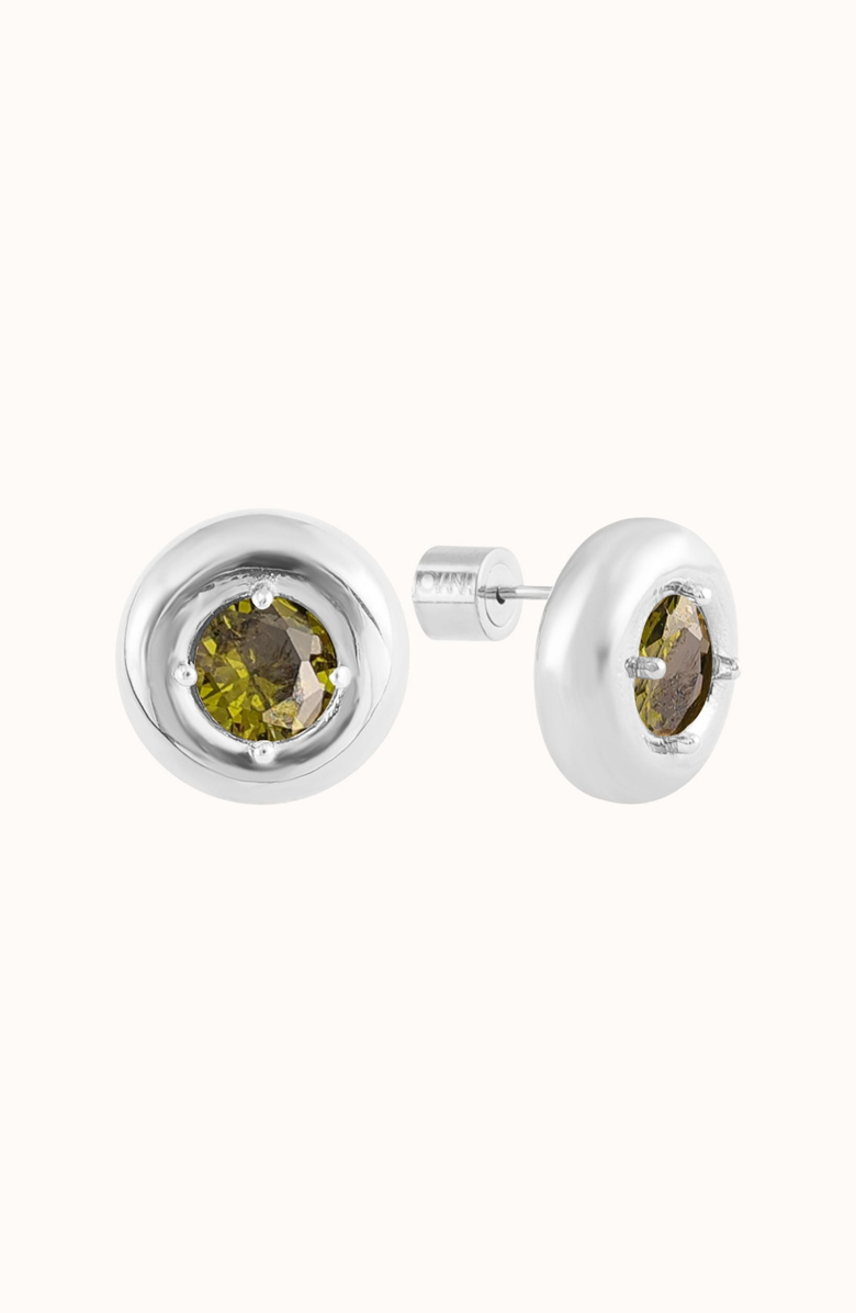 Joiana Jewelry Lila Earrings, Main, color, White Silver / Peridot