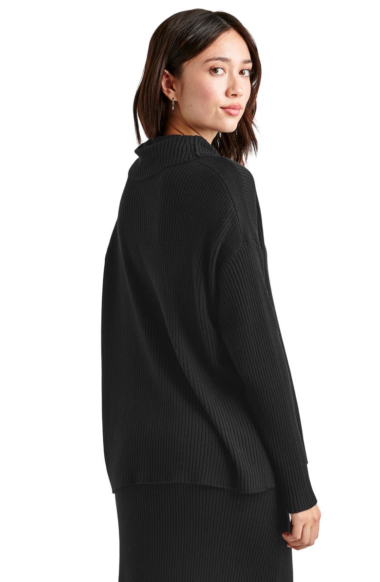 Splendid Georgie Cowl Neck Rib Sweater, Alternate, color, Black