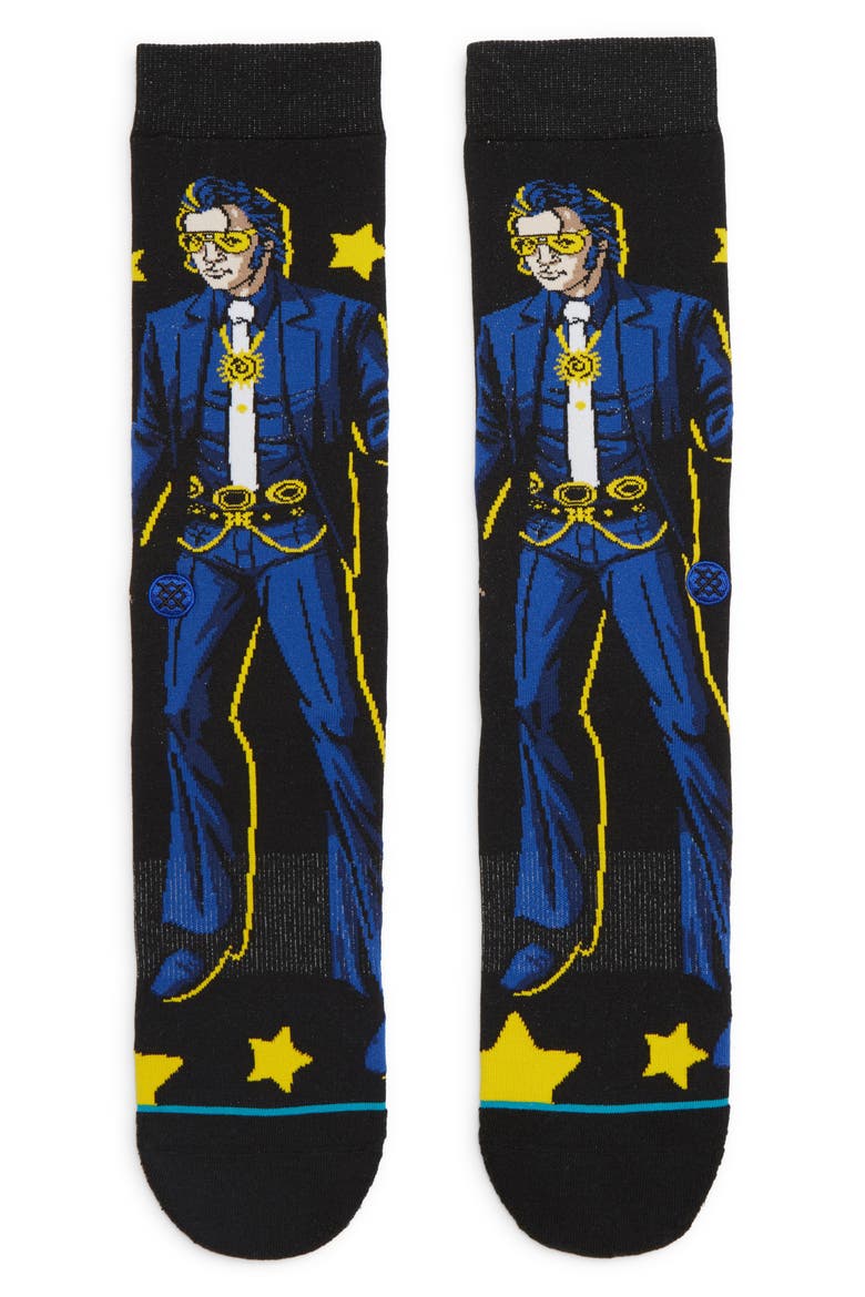 Elvis Star Socks, Main, color, BLACK
