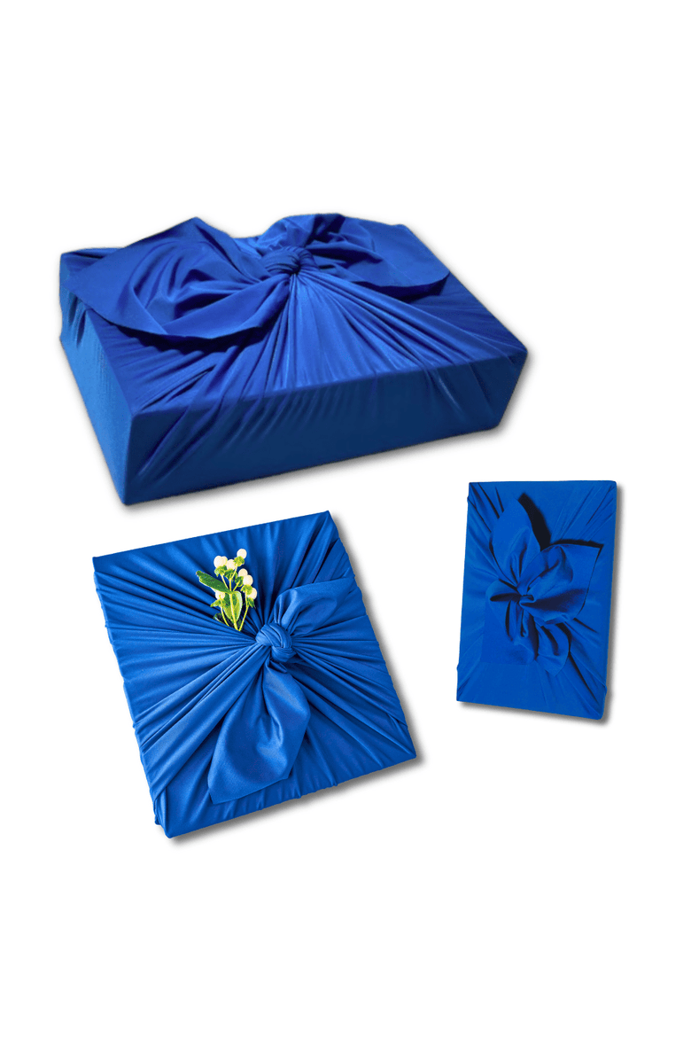 Set of 3 - Reusable Cloth Furoshiki Gift Wrap | Deep Blue, Alternate, color, Deep Blue