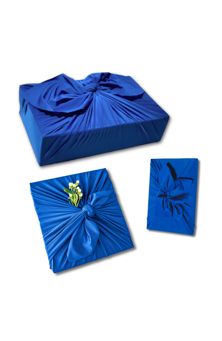 Shiki Wrap Set of 3 - Reusable Cloth Furoshiki Gift Wrap | Deep Blue, Alternate, color, Deep Blue