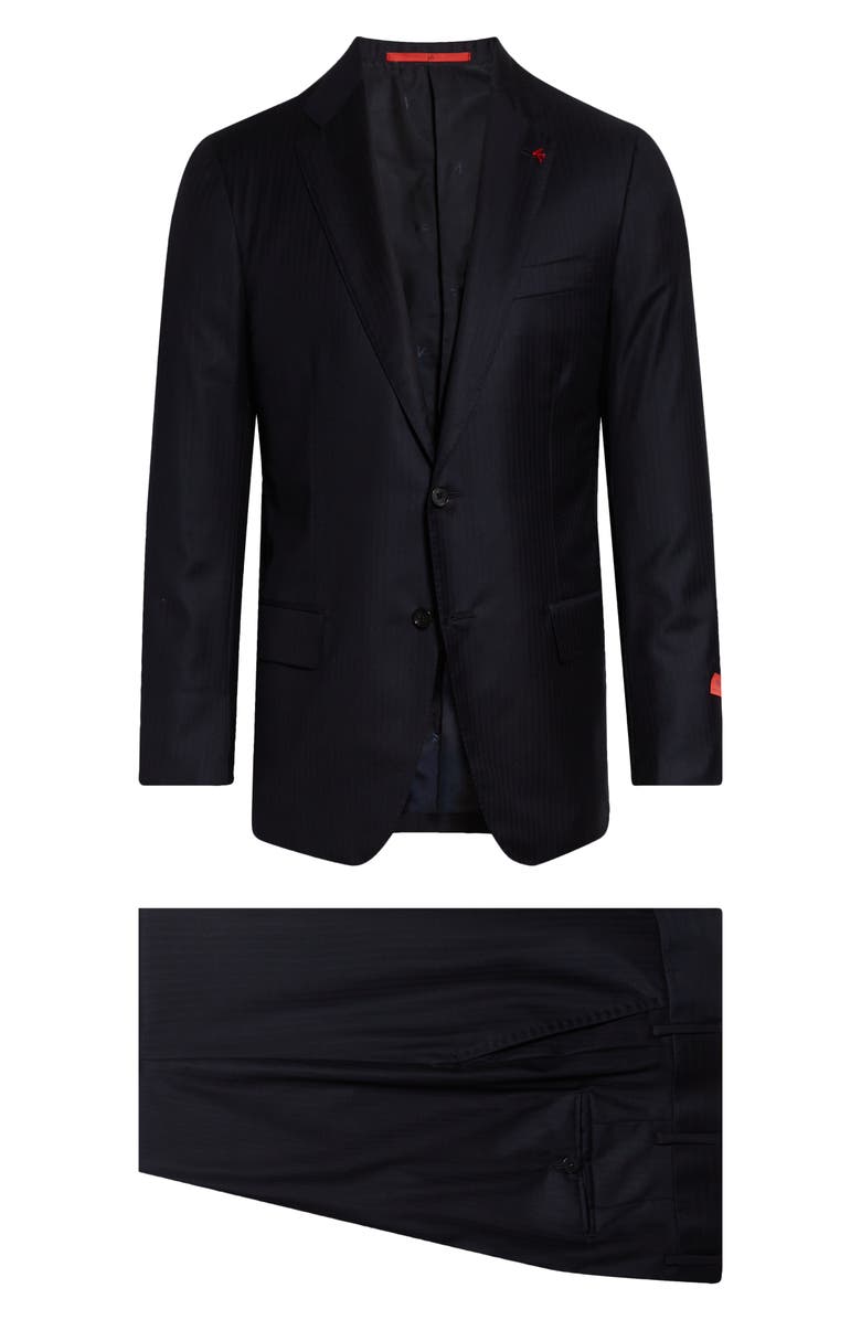 ISAIA Herringbone Wool & Silk Suit, Alternate, color, Dark Blue