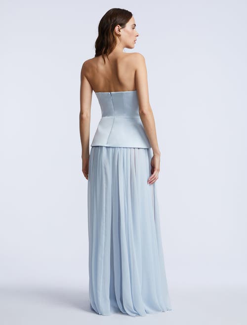 Bcbg Strapless Peplum Gown In Blue