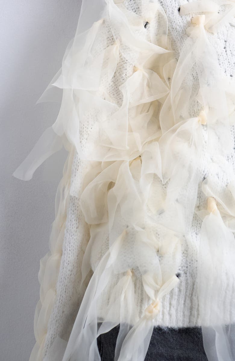 Topshop Ribbon Sweater, Alternate, color, Ivory