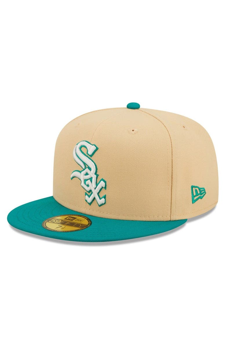 New Era Men's New Era Natural/Teal Chicago White Sox Mango Forest 59FIFTY fitted hat, Alternate, color, Natural