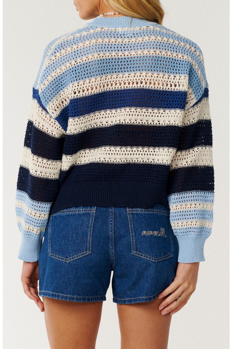 Paraiso Lightweight Striped Open Stitch Sweater, Alternate, color, BLUE