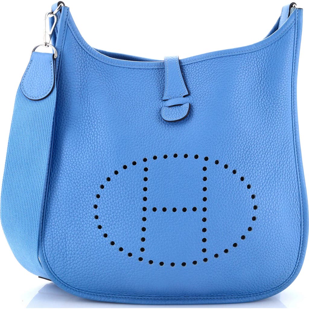 Pre-owned Hermes Hermes Evelyne Bag Gen Iii Clemence Pm In Blue