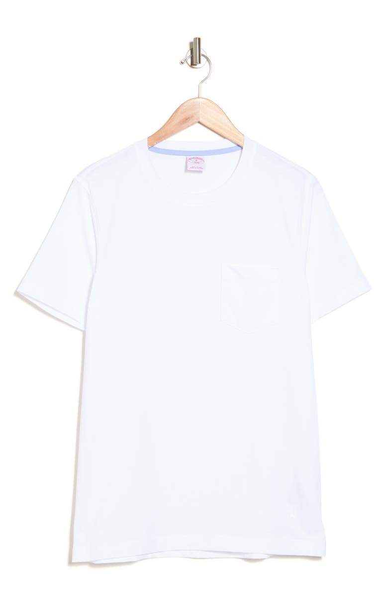Brooks Brothers Cotton Jersey Knit Pocket T-Shirt, Alternate, color, White