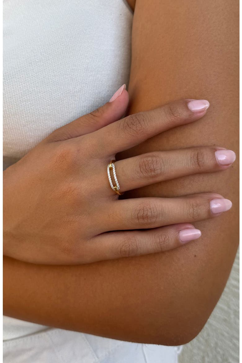 14K Gold Plated Cubic Zirconia Link Ring, Alternate, color, GOLD