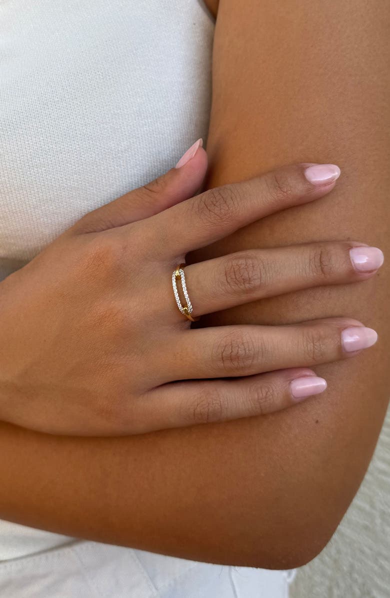 Adornia 14K Gold Plated Cubic Zirconia Link Ring, Alternate, color, Gold