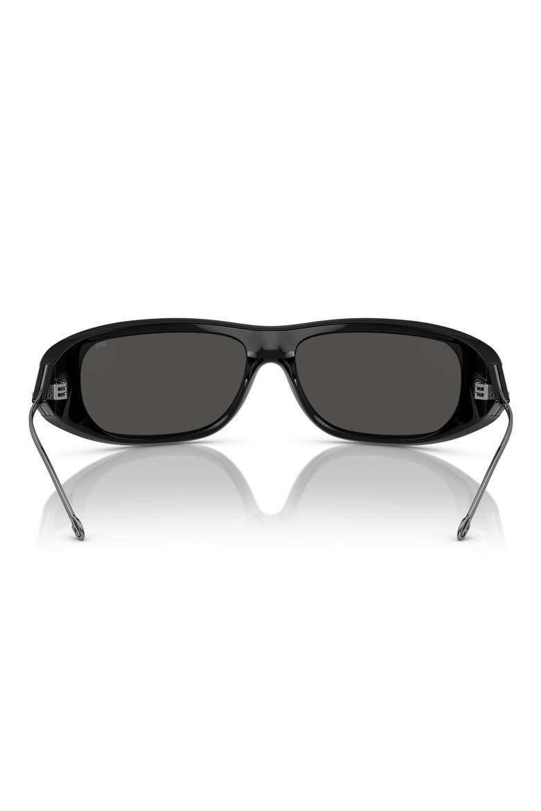 61mm Oval Sunglasses, Alternate, color, SHINY BLACK / DARK GREY