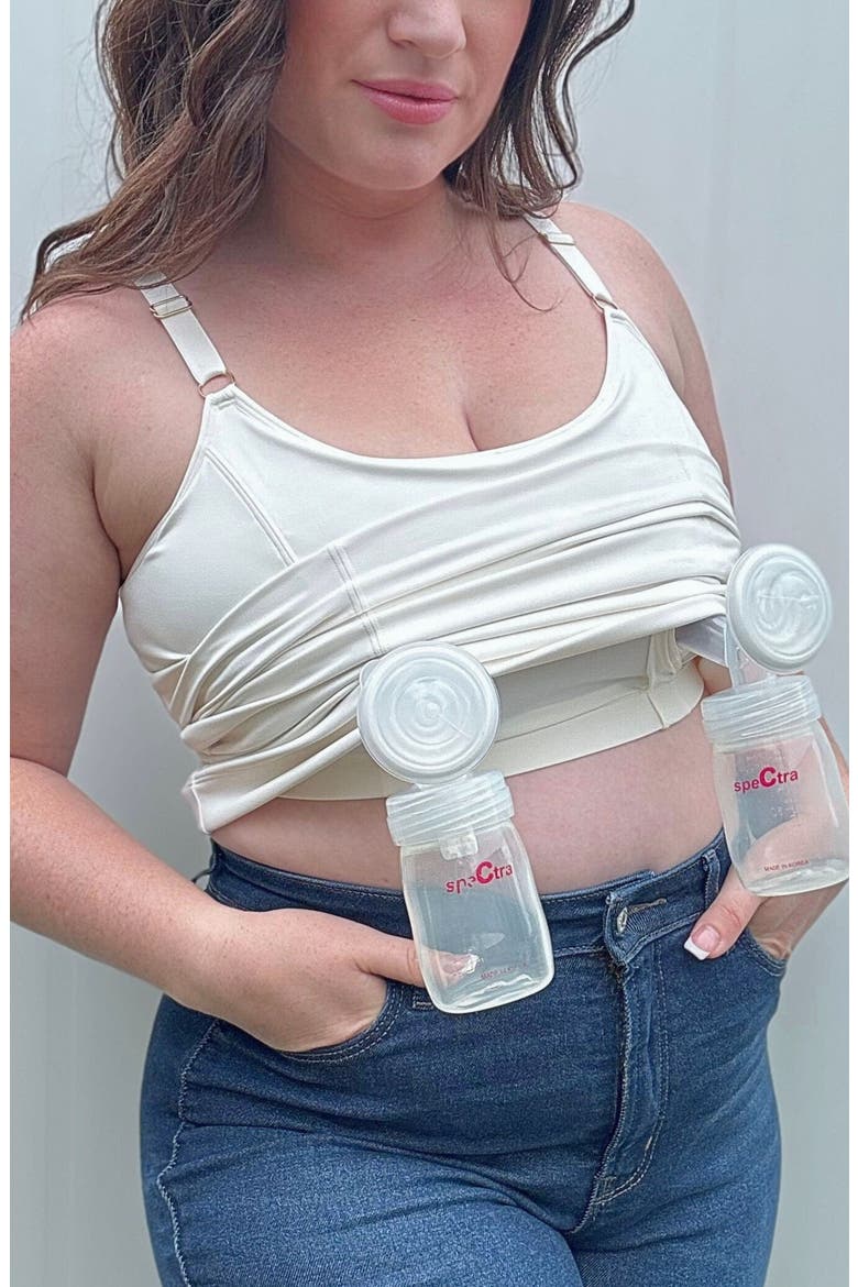 Busty Size Amelia Maternity, Nursing and Pumping Tank Top, Alternate, color, Cream