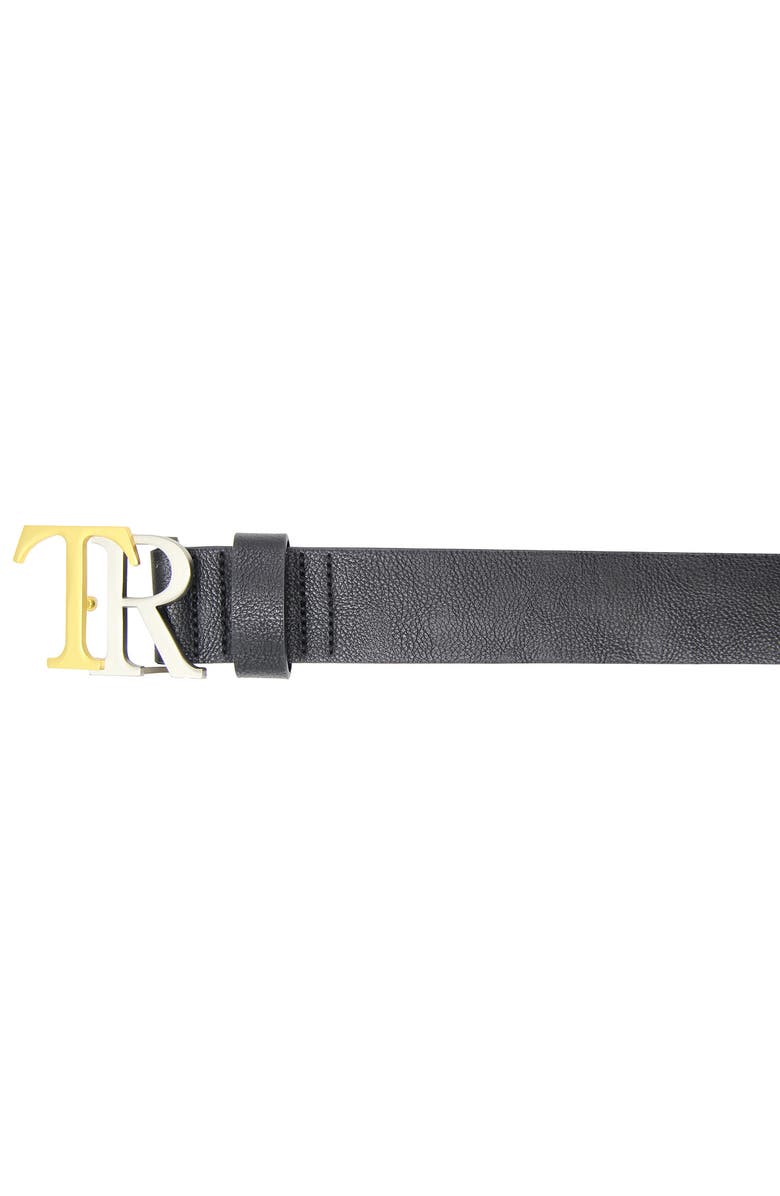 True Religion Stokes Logo Buckle Leather Belt, Alternate, color, Black