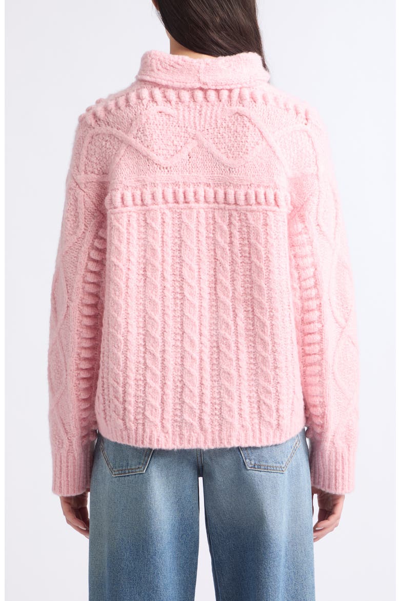Super Cloud Cable Knit Turtleneck Cashmere & Silk Sweater, Alternate, color, SPRINKLE