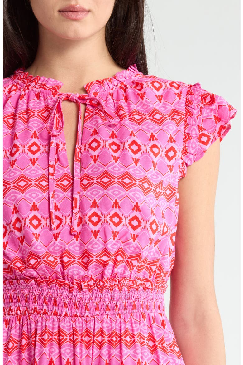 Mirany Ikat Toledo Tiered Minidress, Alternate, color, FUSCHIA MULTI