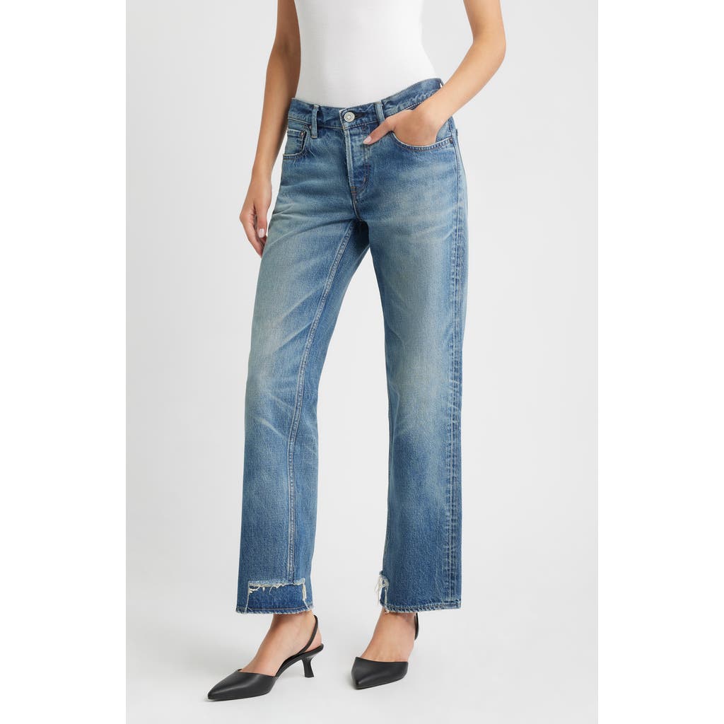 Moussy Vintage Maytown Low Rise Straight Leg Jeans In Blue