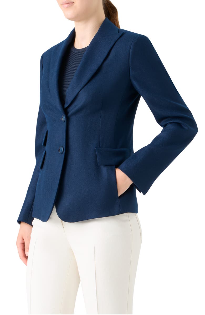 Akris Hans Herringbone Cashmere Blazer, Alternate, color, Navy