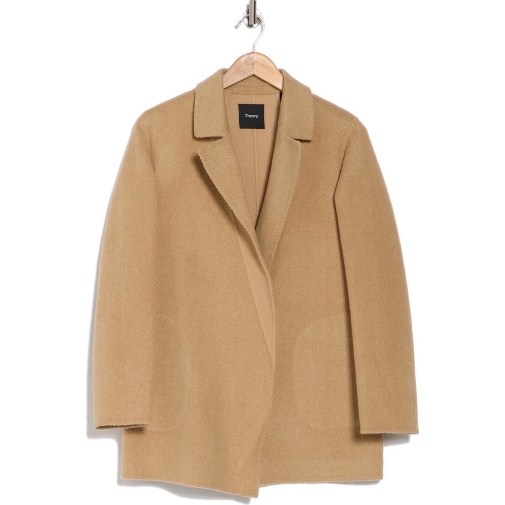 Theory Sileena Chevron Wool Coat In Palomino