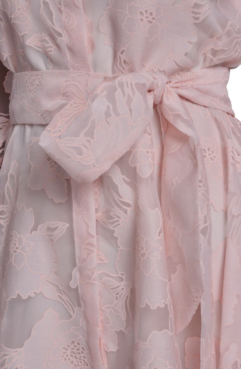 KARL LAGERFELD Long Sleeve Floral Organza Shirtdress, Alternate, color, Pearl Blush