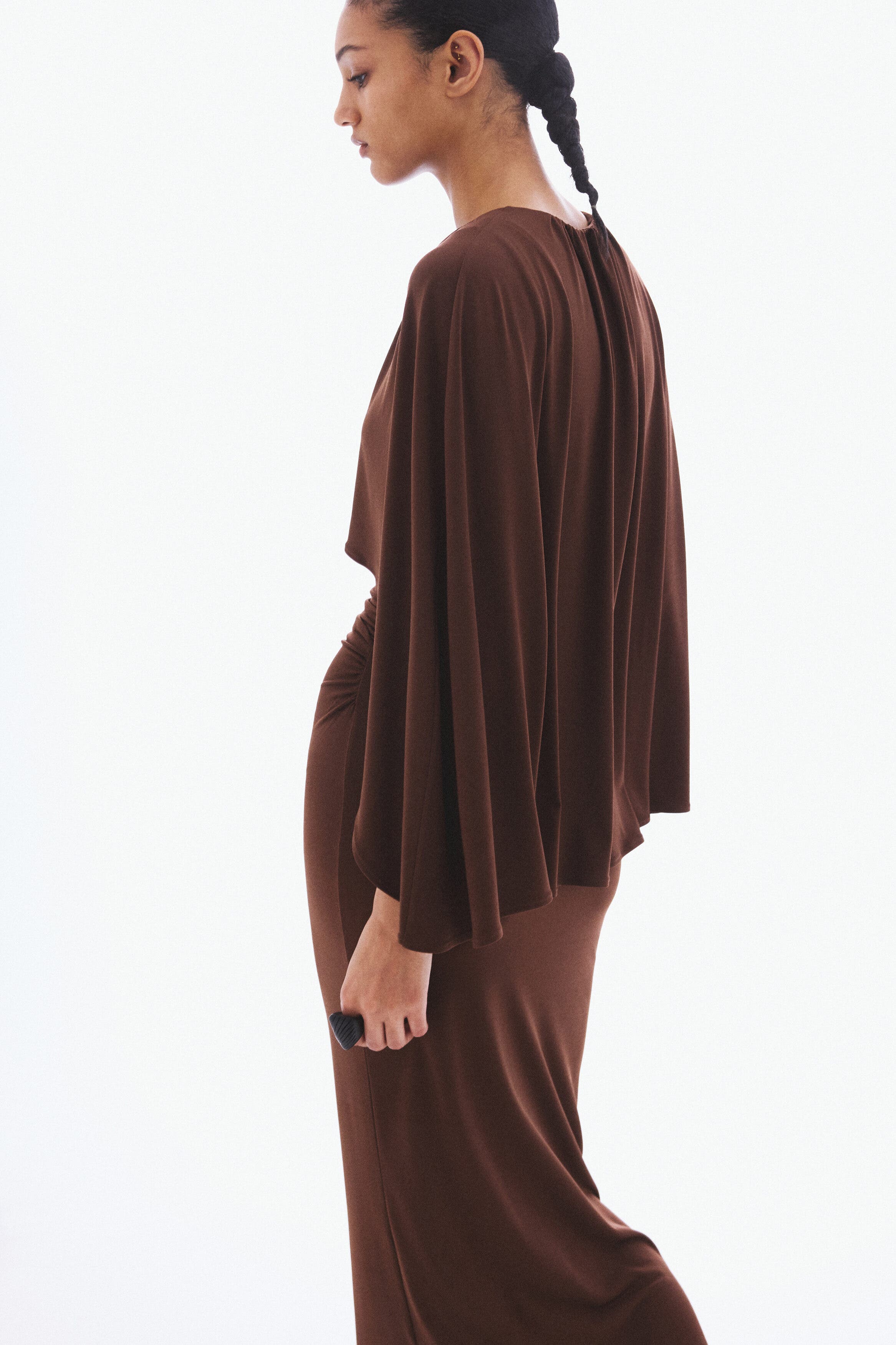 Draped Cape-detail Dress - image 2