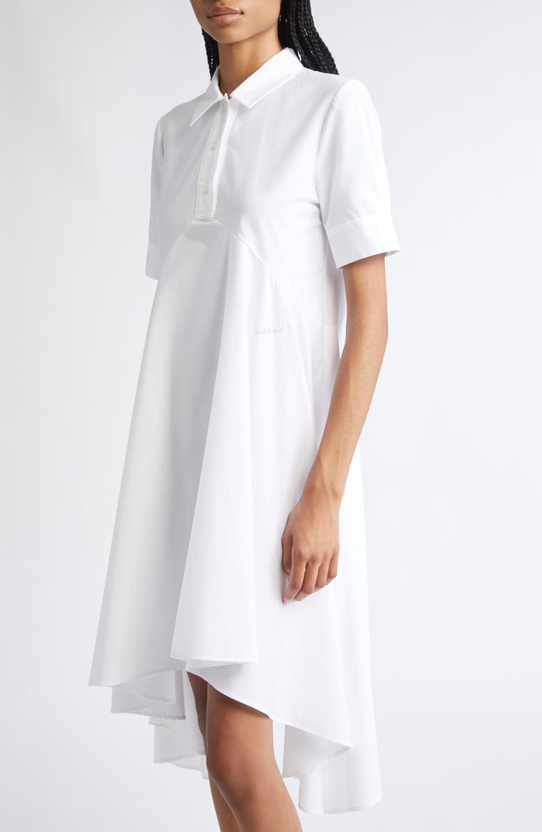 Marni Handerchief Hem A-Line Polo Dress, Alternate, color, 00W01 Lily White