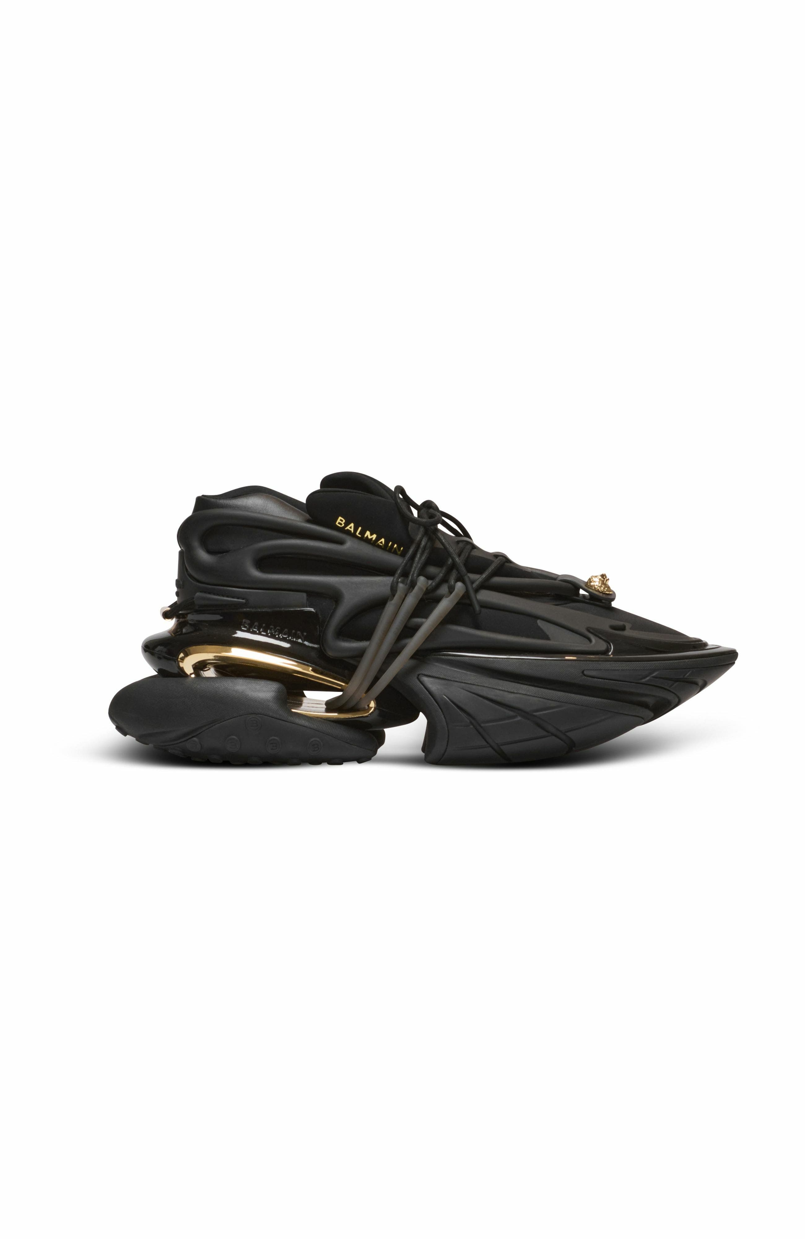 Unicorn Low Trainers In Neoprene And Calfskin, Main, color, Black