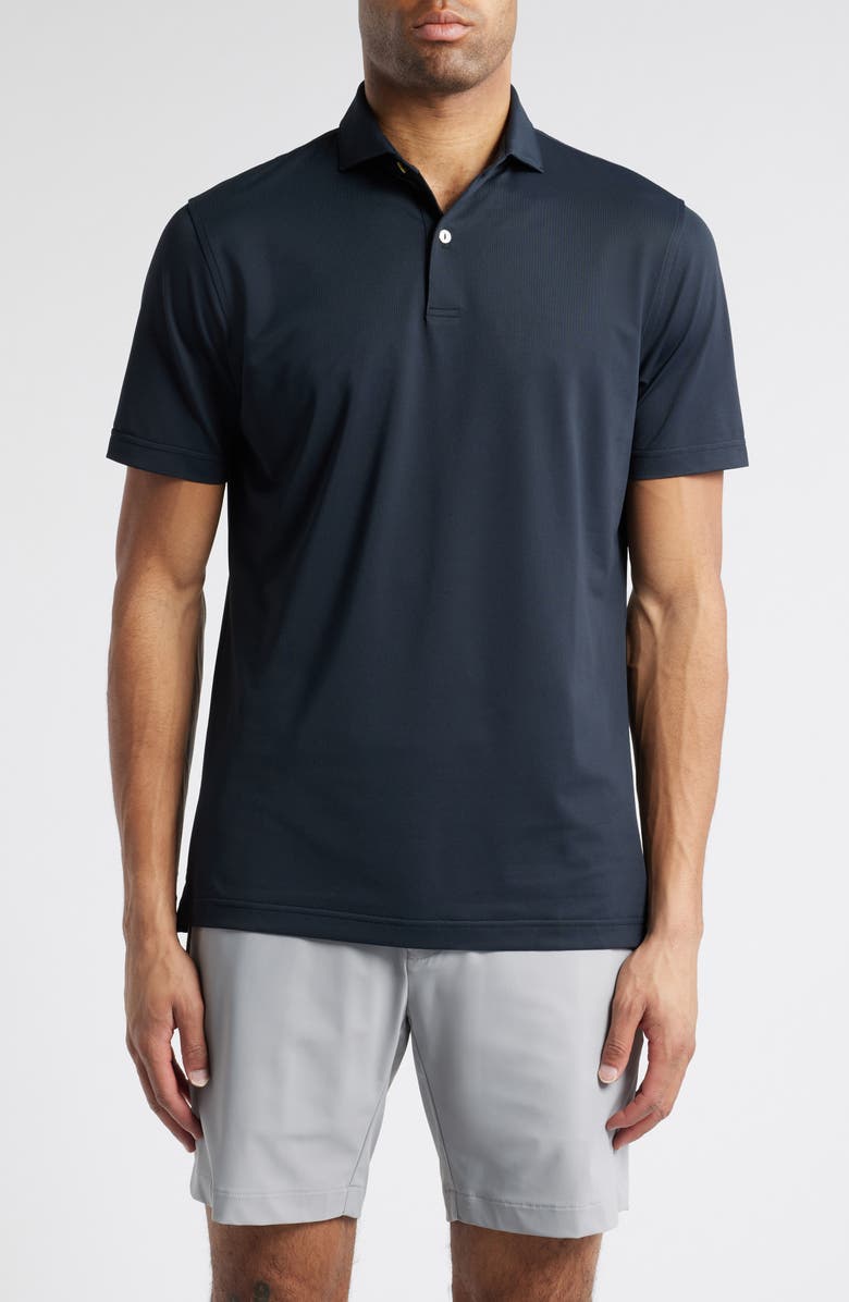 Peter Millar Soul Solid Performance Mesh Golf Polo, Main, color, Black