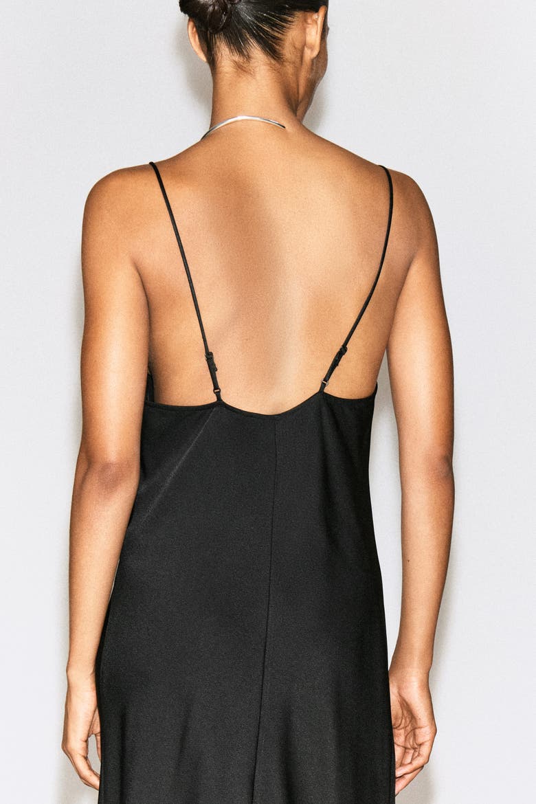 Crepe Midi Slip Dress, Alternate, color, BLACK