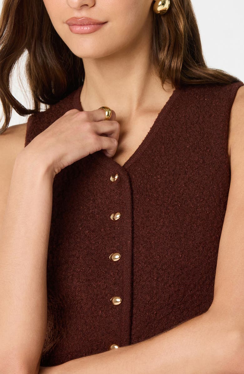 ASTR the Label Textured Longline V-Neck Vest, Alternate, color, Brown